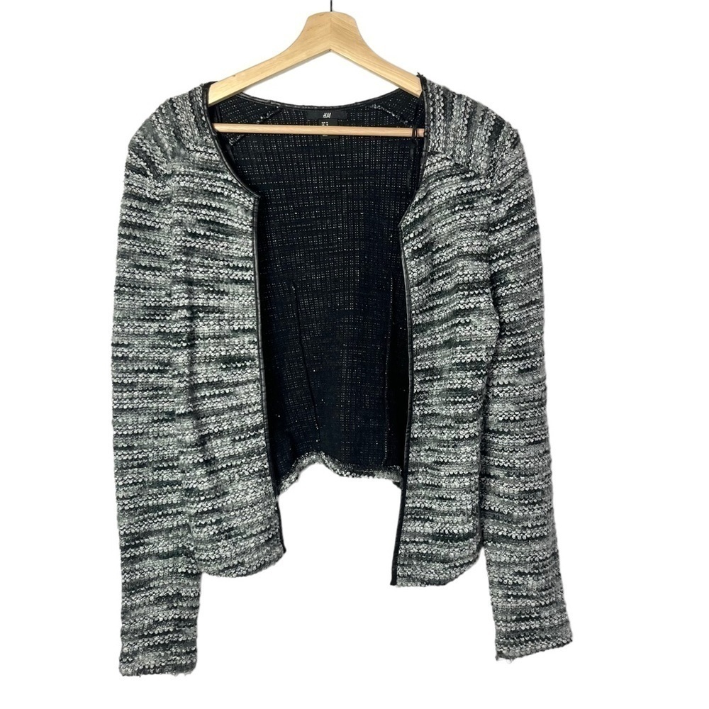 H&M Gray Tweed Open Front Blazer‎ Jacket M